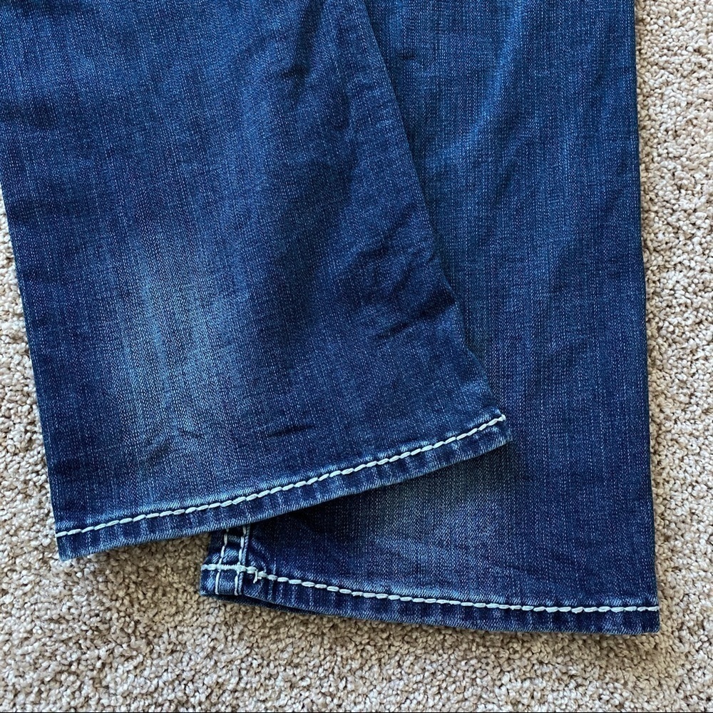 ROCK & Roll Cowgirl Mid Rise Bootcut Jeans 30x34 Embellished Pockets - Picture 7 of 12